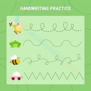 Handwriting practice worksheet for kids with cute elements