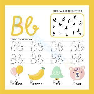 Circle and trace the cursive Bb