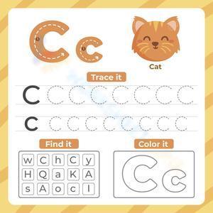 Trace, find, and color letter C