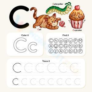 Letter C - Color, find and trace