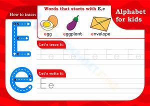 Alphabet for kids - Letter E