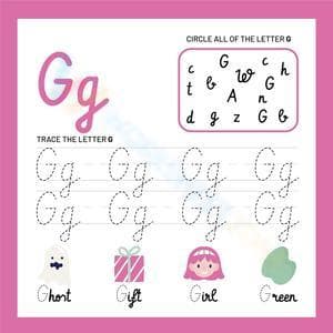 Circle and trace the cursive letter G