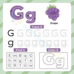 Trace, find, and color letter G