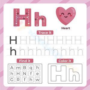 Letter H - Trace, find, and color