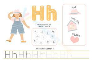 Find, color, and trace letter H