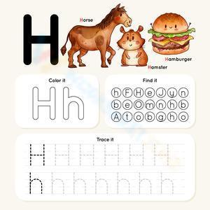 Letter H - Color, find, and trace