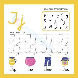 Circle and trace the cursive letter J