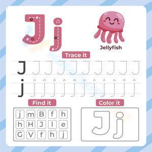 Trace, find, and color letter J