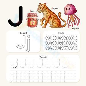 Color, find, and trace letter J