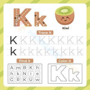 Trace, find, and color letter K