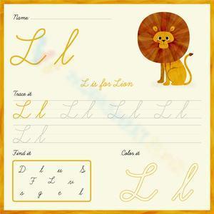 Trace, find, and color the cursive letter L