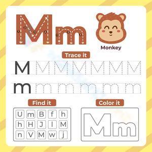 Letter M - Trace, find, and color
