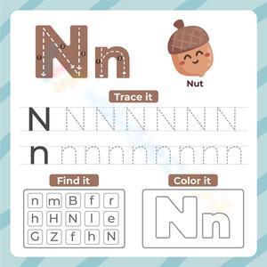 Letter N - Trace, find, and color