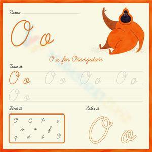 Trace, find, and color the cursive O
