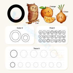 Letter O - Color, find, and trace