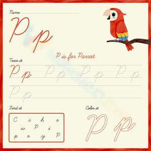 Trace, find, and color the cursive P