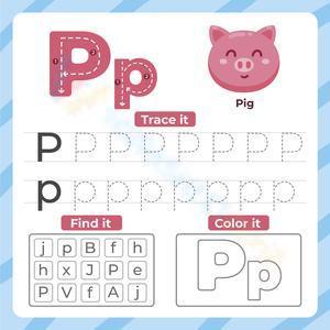 Letter P - Trace, find, and color