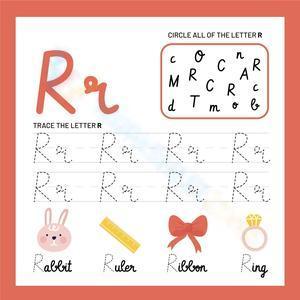 Circle and trace the cursive letter R