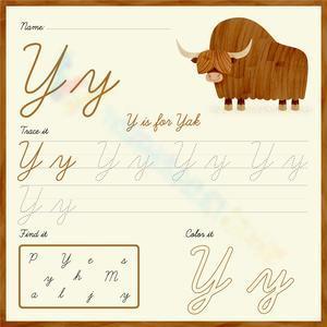 Trace, find, and color the cursive Y