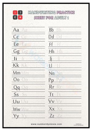 Handwriting practice sheet for adults - 1