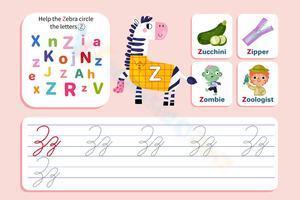 Find and write the cursive letter Z