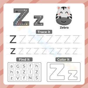 Trace, find, and color letter Z