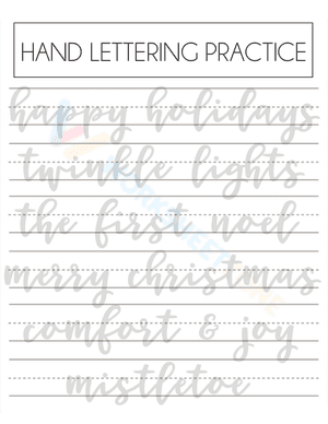 Holiday hand letters practicing sheet