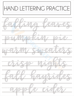 Fall lettering practice sheet