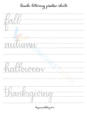 Fall lettering practice sheet