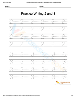 2 and 3 practice number