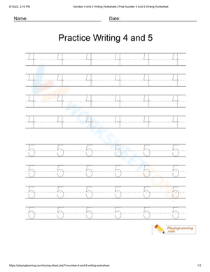 4 and 5 practice number