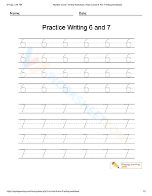 6 and 7 practice number