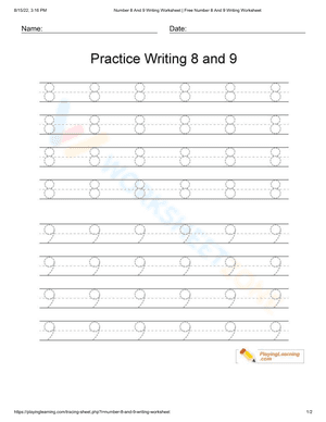 8 and 9 practice number