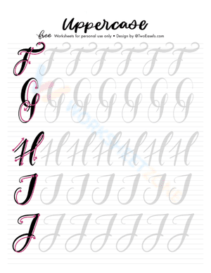 F-J Uppercase Cursive Letters