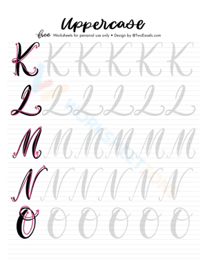 K-O Uppercase Cursive Letters