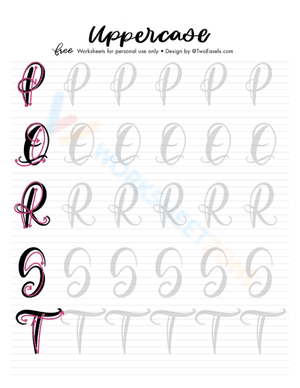P-T Uppercase Cursive Letters