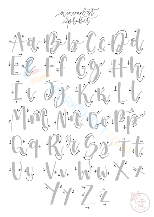Alphabet cursive letters chart - Uppercase and Lowercase