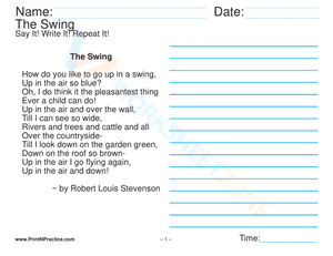 Paragraphs daily handwriting: The Swing Line