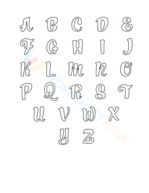 Cursive bubble letter alphabet