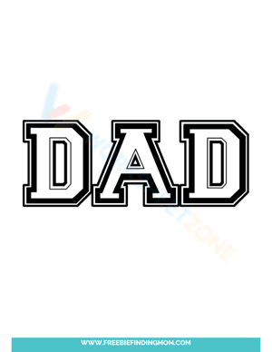 "Dad" cursive bubble letters