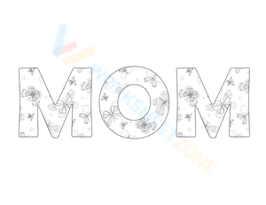 "Mom" cursive bubble letters