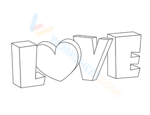 "Love" cursive bubble letters
