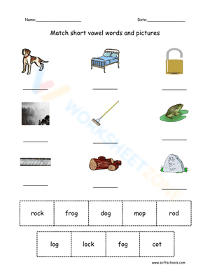 Short O vowel worksheet