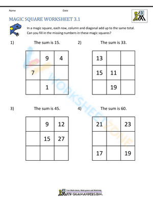 3rd Grade Magic Square Worksheets (1)
