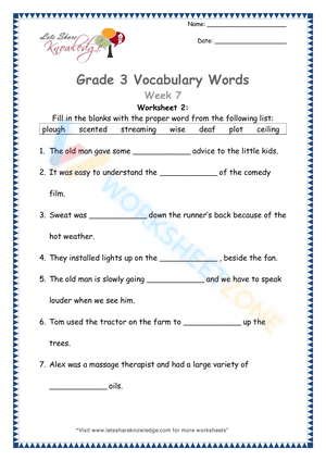 3rd grade vocabulary worksheets 10