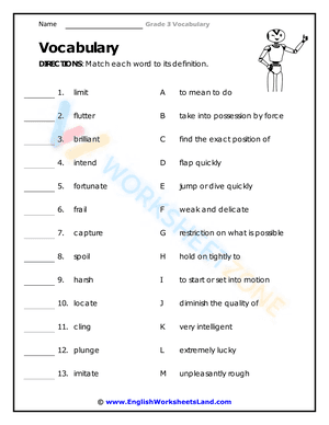 3rd grade vocabulary worksheets 2