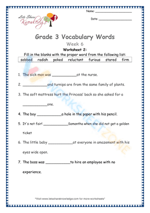 3rd grade vocabulary worksheets 9