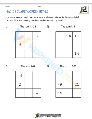 4th Grade Magic Square Worksheets (2)
