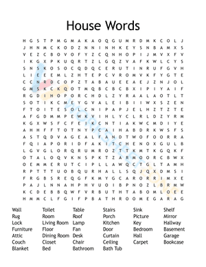 around the house word search 100 words answers 2