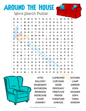 around the house word search 100 words answers 4